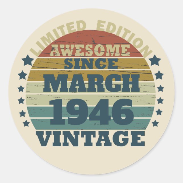 Personalized vintage birthday gift classic round sticker (Front)