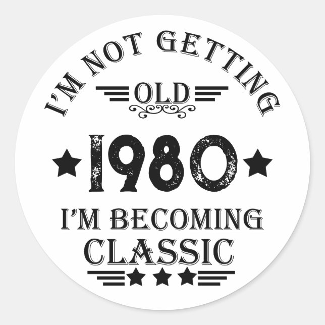 Personalized vintage birthday gift classic round sticker (Front)