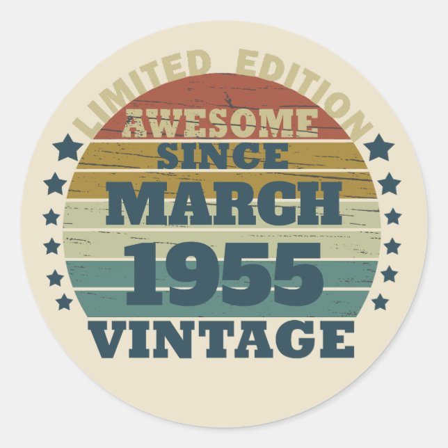 Personalized vintage birthday gift classic round sticker (Front)