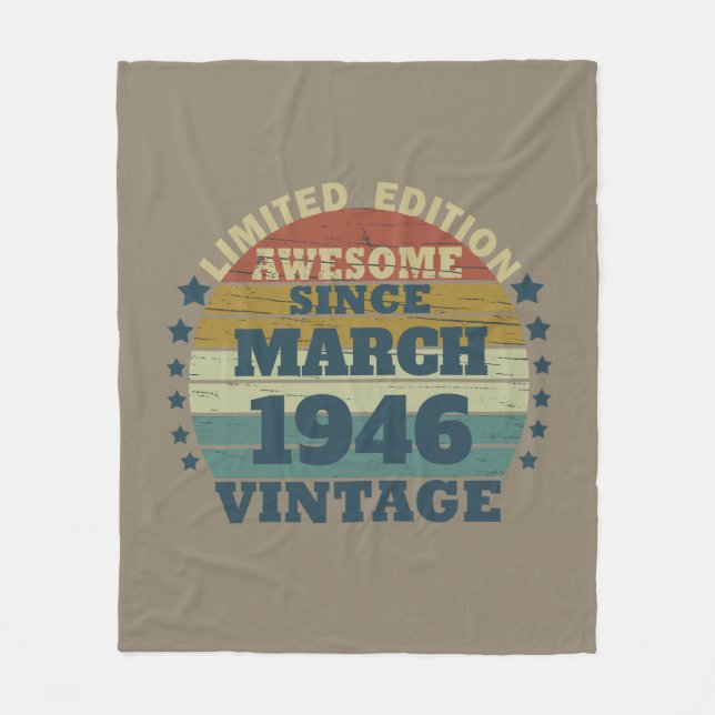 Personalized vintage birthday gift fleece blanket (Front)