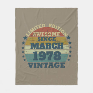 Personalized vintage birthday gift fleece blanket