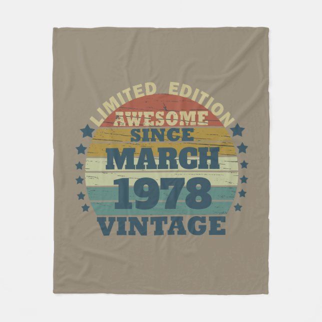 Personalized vintage birthday gift fleece blanket (Front)