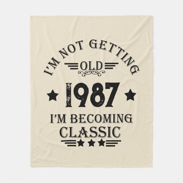 Personalized vintage birthday gift fleece blanket (Front)