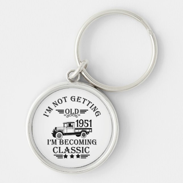 Personalized vintage birthday gift idea keychain (Front)