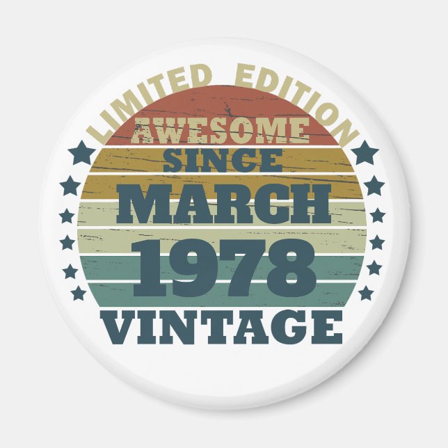 Personalized vintage birthday gift idea magnet (Front)