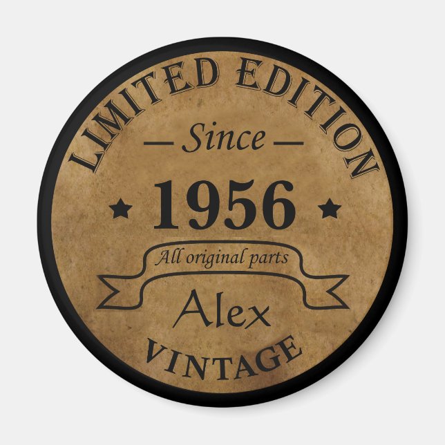 Personalized vintage birthday gift idea magnet (Front)