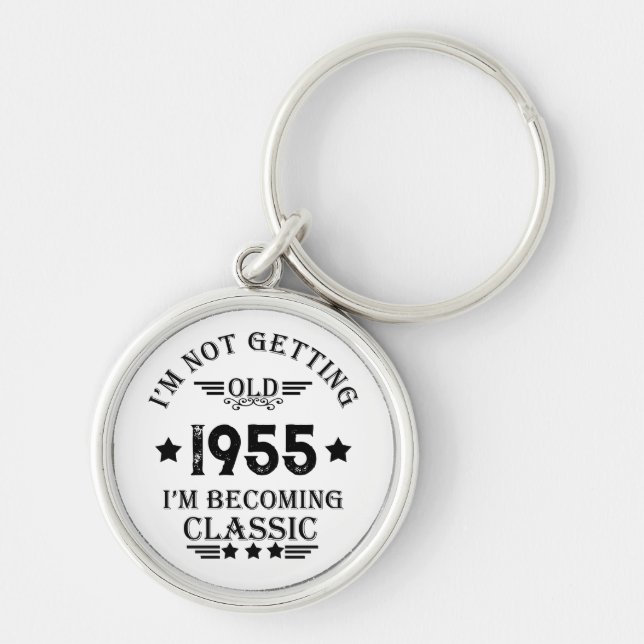 Personalized vintage birthday gift keychain (Front)