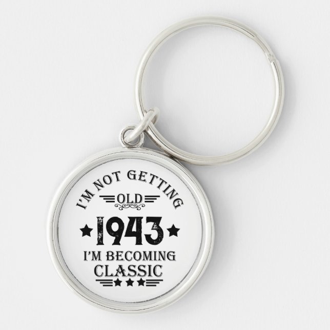 Personalized vintage birthday gift keychain (Front)