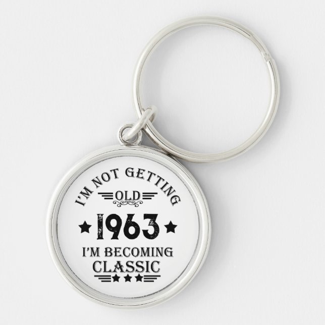 Personalized vintage birthday gift keychain (Front)