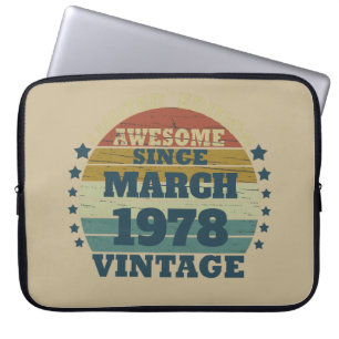 Personalized vintage birthday gift laptop sleeve