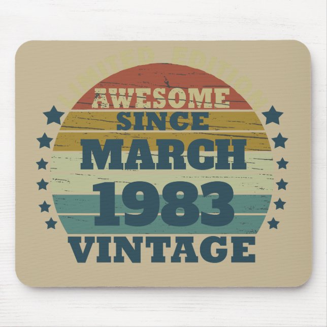 Personalized vintage birthday gift mouse pad (Front)