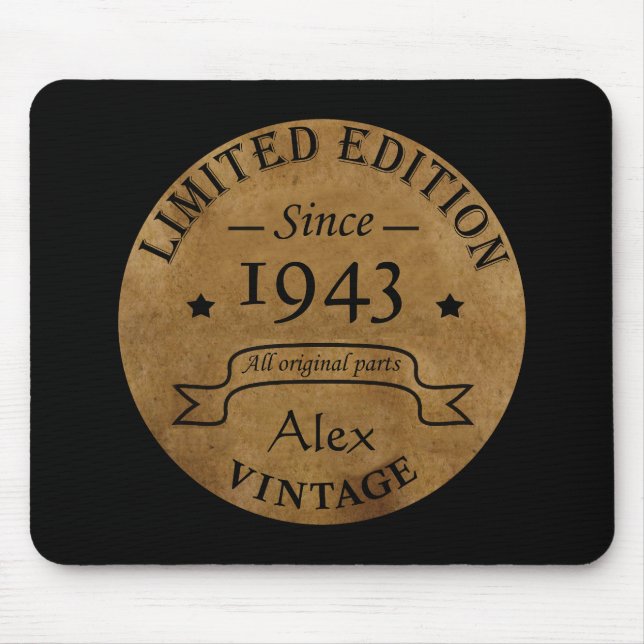 Personalized vintage birthday gift mouse pad (Front)