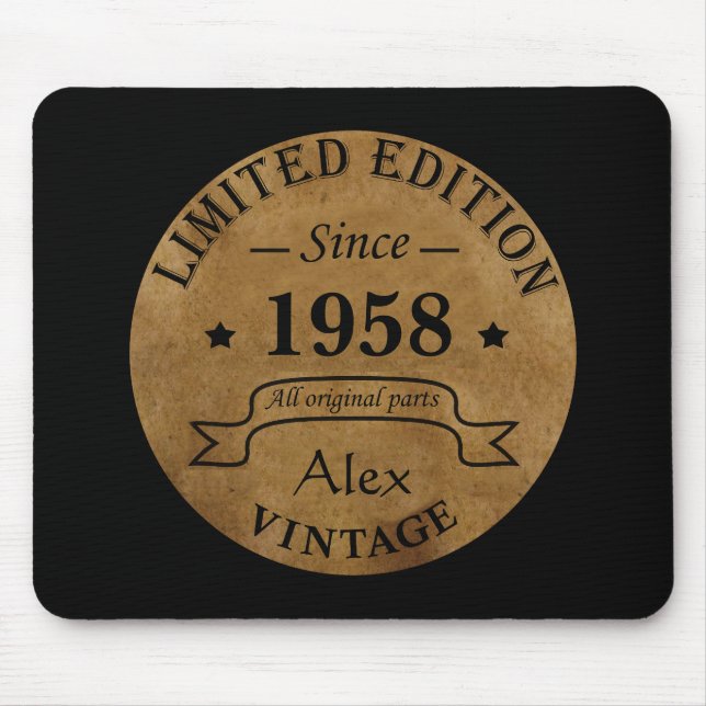 Personalized vintage birthday gift mouse pad (Front)