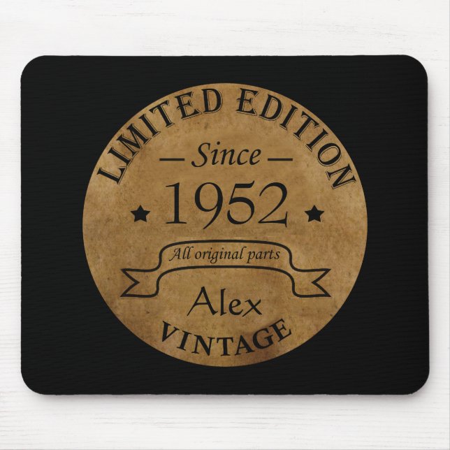 Personalized vintage birthday gift mouse pad (Front)