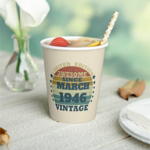 Personalized vintage birthday gift paper cups