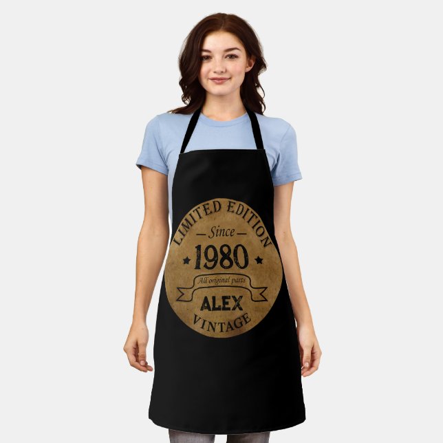 Personalized vintage birthday gifts apron (Worn)