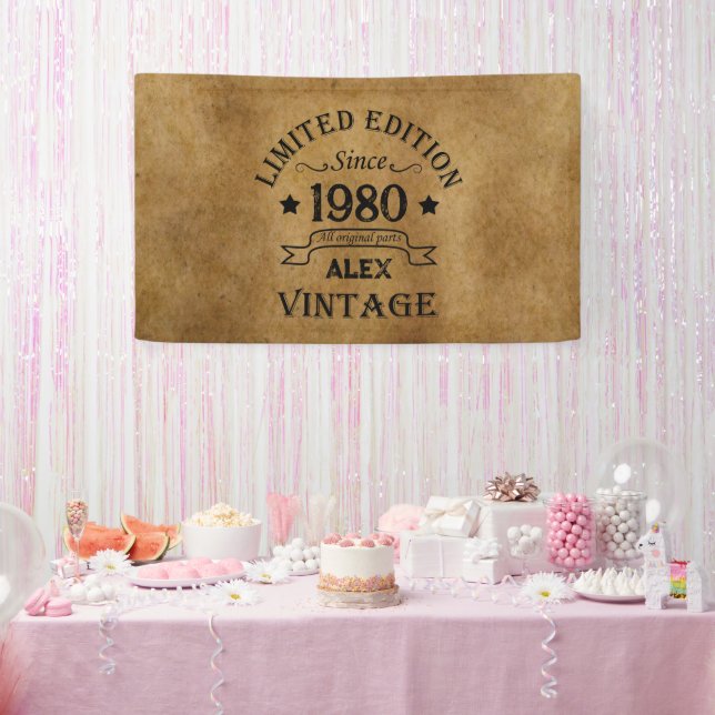 Personalized vintage birthday gifts banner (Party)