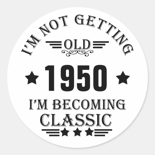 Personalized vintage birthday gifts black classic round sticker (Front)