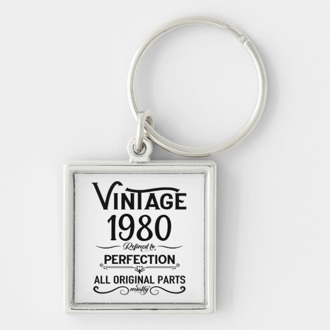 Personalized vintage birthday gifts black keychain (Front)