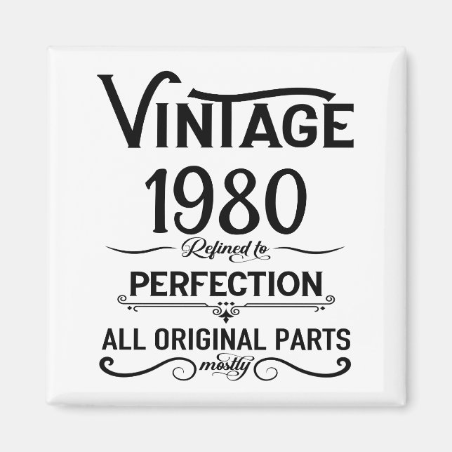 Personalized vintage birthday gifts black magnet (Front)