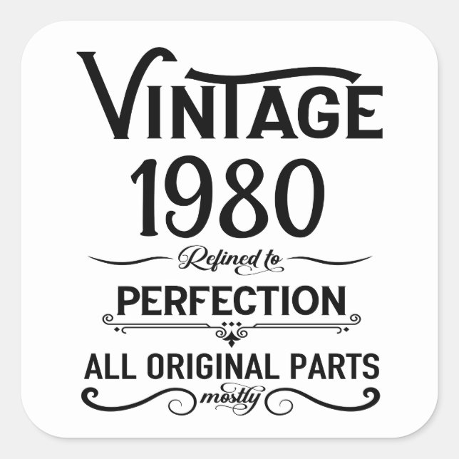 Personalized vintage birthday gifts black square sticker (Front)