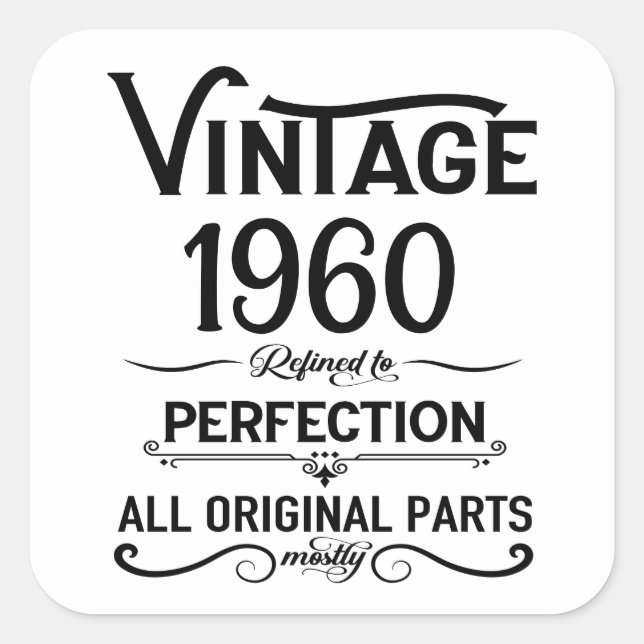Personalized vintage birthday gifts black white square sticker (Front)