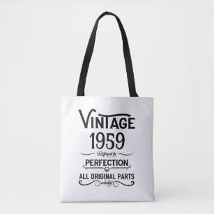 Personalized vintage birthday gifts black white tote bag