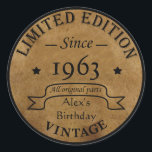Personalized vintage birthday gifts classic round sticker<br><div class="desc">You can add some originality with this limited edition, premium quality, and original, classy, retro, and vintage-looking birthday graphic design with a cool typography font. This is a great gift idea for men, women, husbands, wives, girlfriends, and boyfriends who will love this one-of-a-kind piece of art. The best unique and...</div>