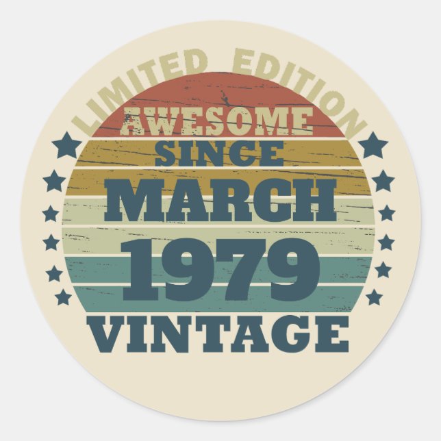 Personalized vintage birthday gifts classic round sticker (Front)