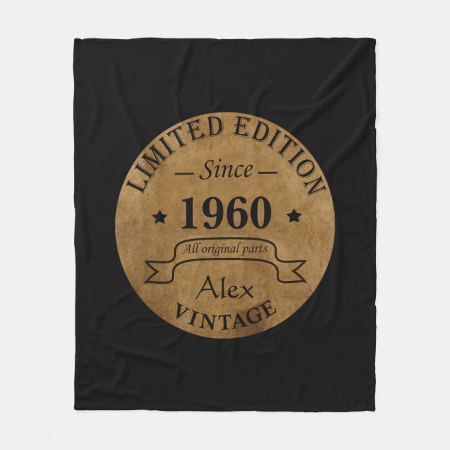 Personalized vintage birthday gifts fleece blanket (Front)