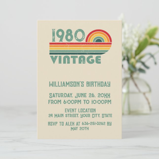 Personalized vintage birthday gifts invitation (Standing Front)