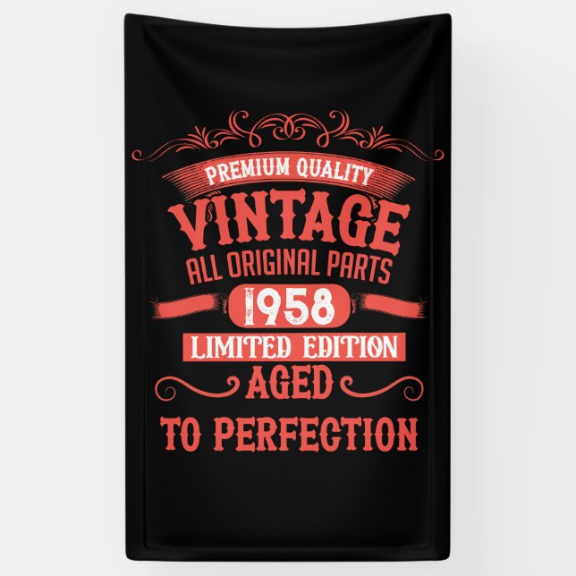 Personalized vintage birthday gifts red banner (Vertical)