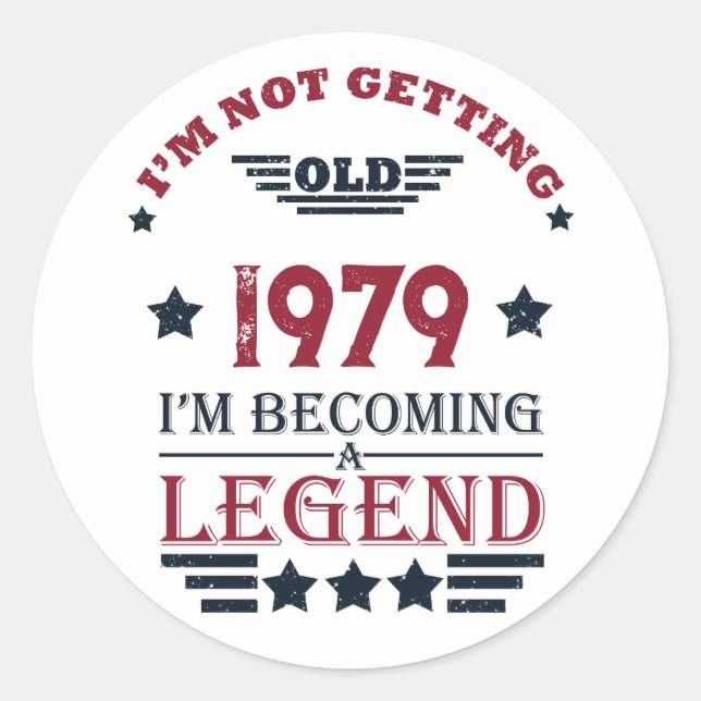 Personalized vintage birthday gifts red classic round sticker (Front)