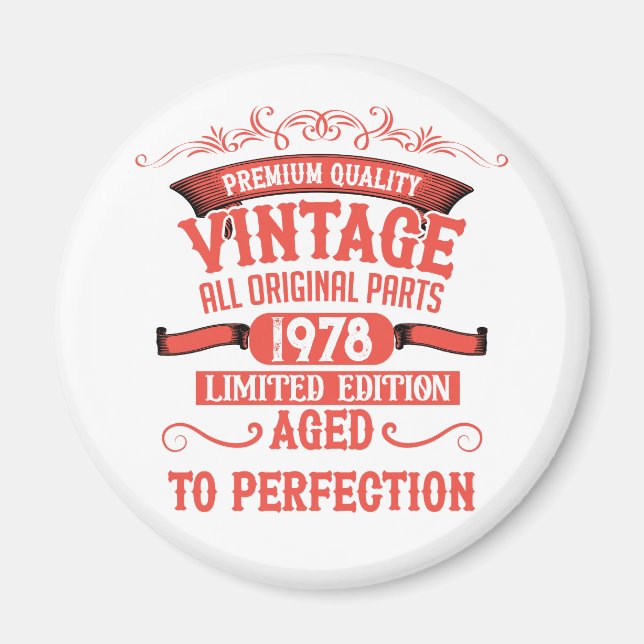 Personalized vintage birthday gifts red magnet (Front)