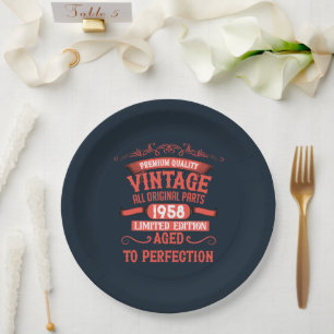 Personalized vintage birthday gifts red paper plate