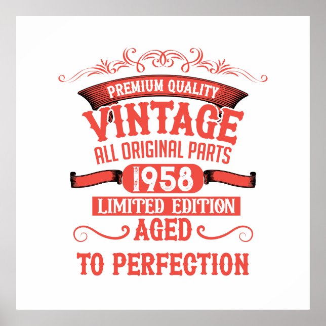 Personalized vintage birthday gifts red poster (Front)