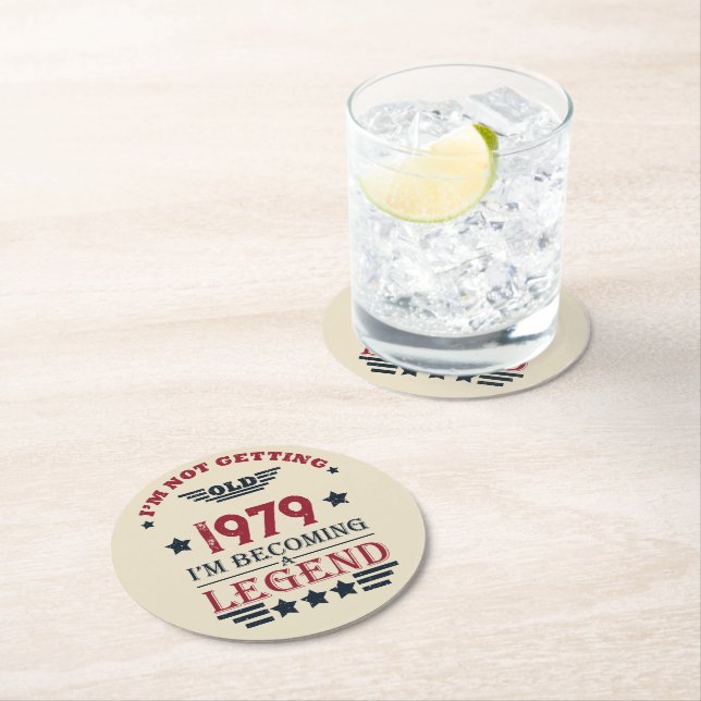 Personalized vintage birthday gifts red round paper coaster (Insitu)