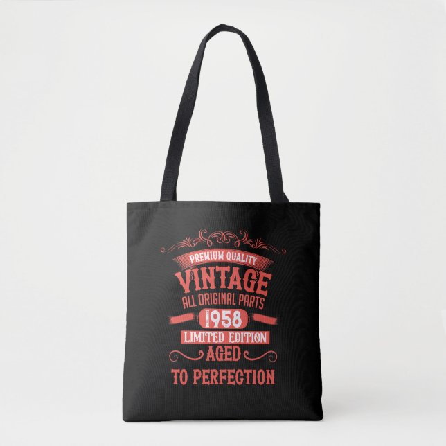 Personalized vintage birthday gifts red tote bag (Front)