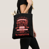 Personalized vintage birthday gifts red tote bag (Close Up)