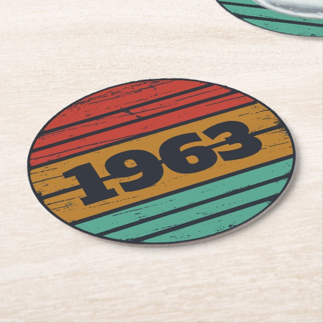 Personalized vintage birthday gifts round paper coaster (Angled)