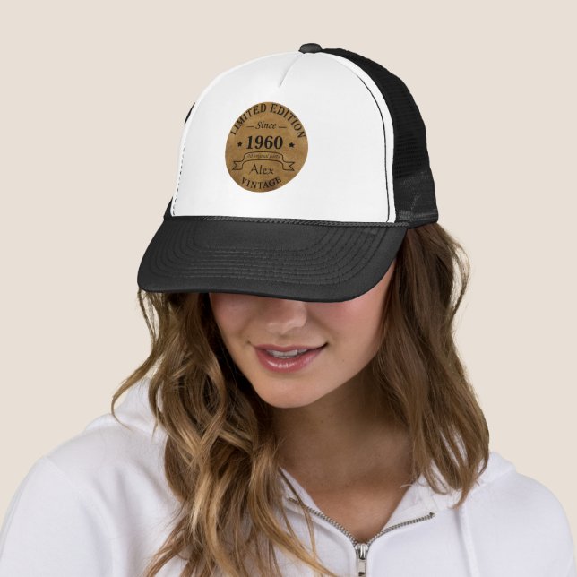 Personalized vintage birthday gifts trucker hat (In Situ)