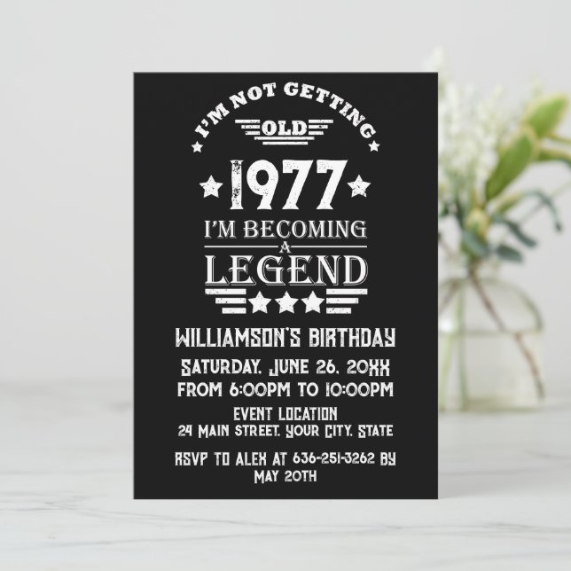 Personalized vintage birthday gifts white invitation (Standing Front)