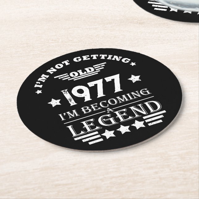 Personalized vintage birthday gifts white round paper coaster (Angled)