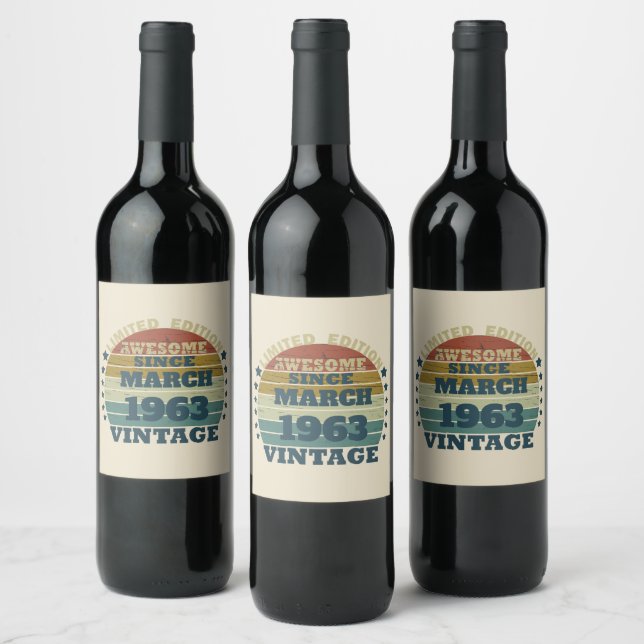 Personalized vintage birthday gifts wine label (Bottles)