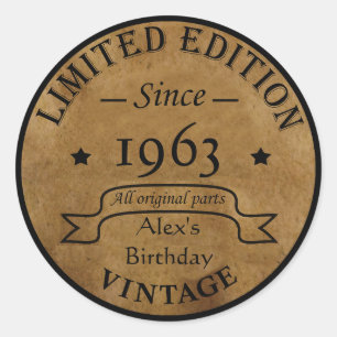 Personalized vintage birthday party classic round sticker
