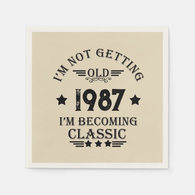 Personalized vintage birthday party napkin (Front)
