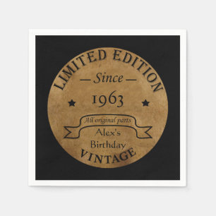Personalized vintage birthday party napkin