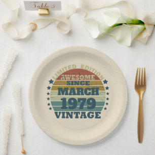 Personalized vintage birthday party paper plate