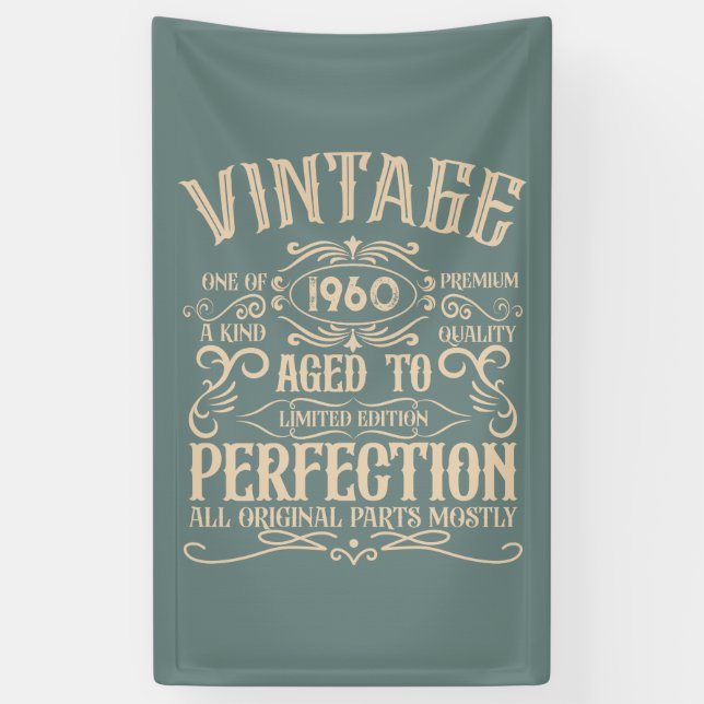 Personalized vintage birthday party whiskey banner (Vertical)