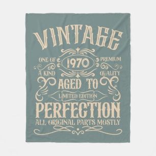 Personalized vintage birthday party whiskey label fleece blanket